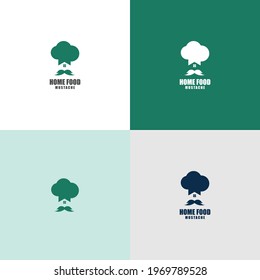 mustache home restaurant logo design vector