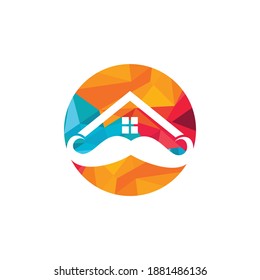 Mustache home vector logo design. Strong house logo design concept.