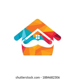 Mustache home vector logo design. Strong house logo design concept.