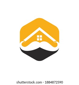 Mustache home vector logo design. Strong house logo design concept.