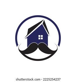 Mustache home vector logo design. Strong house logo design concept.	