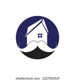 Mustache home vector logo design. Strong house logo design concept.	