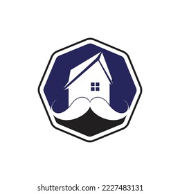 Mustache home vector logo design. Strong house logo design concept.	