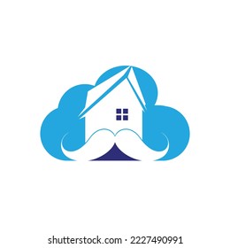 Mustache home vector logo design. Strong house logo design concept.	
