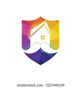 Mustache home vector logo design. Strong house logo design concept.	