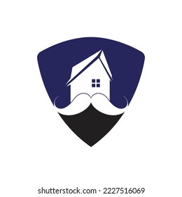 Mustache home vector logo design. Strong house logo design concept.	