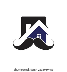 Mustache home vector logo design. Strong house logo design concept.