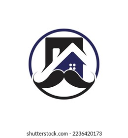 Mustache home vector logo design. Strong house logo design concept.