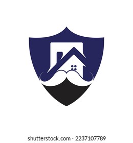 Mustache home vector logo design. Strong house logo design concept.