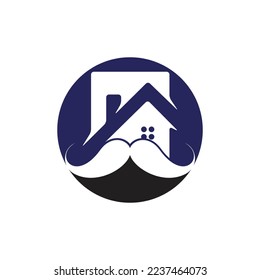 Mustache home vector logo design. Strong house logo design concept.