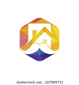 Mustache home vector logo design. Strong house logo design concept.