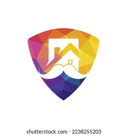 Mustache home vector logo design. Strong house logo design concept.