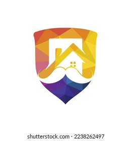 Mustache home vector logo design. Strong house logo design concept.