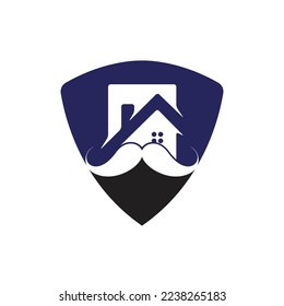 Mustache home vector logo design. Strong house logo design concept.