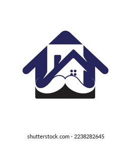 Mustache home vector logo design. Strong house logo design concept.