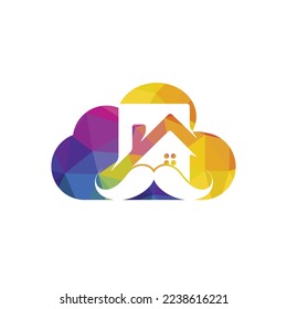 Mustache home vector logo design. Strong house logo design concept.