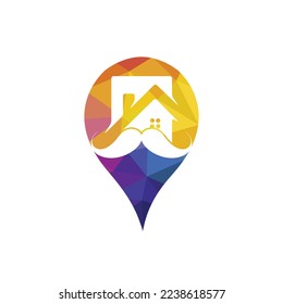 Mustache home vector logo design. Strong house logo design concept.