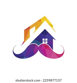 Mustache home vector logo design. Strong house logo design concept.