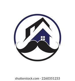Mustache Home Vektorlogo Design. Starkes Haus Logo Design Konzept.