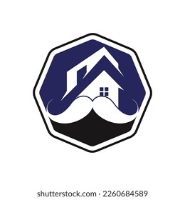 Mustache home vector logo design. Strong house logo design concept.