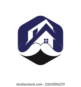 Mustache home vector logo design. Strong house logo design concept.