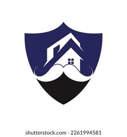 Mustache home vector logo design. Strong house logo design concept.