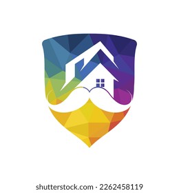 Mustache home vector logo design. Strong house logo design concept.