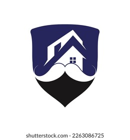 Mustache home vector logo design. Strong house logo design concept.