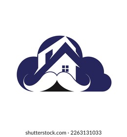 Mustache home vector logo design. Strong house logo design concept.