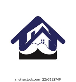 Mustache home vector logo design. Strong house logo design concept.