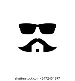 mustache house mustache hairstyle modern logo design vector