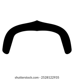 Ícone de bigode ilustração de bigode preto e branco, Um simples contorno preto e branco de um bigode ondulado. isolado no fundo branco