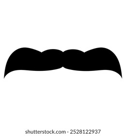 Ícone de bigode ilustração de bigode preto e branco, Um simples contorno preto e branco de um bigode ondulado. isolado no fundo branco