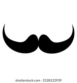 Ícone de bigode ilustração de bigode preto e branco, Um simples contorno preto e branco de um bigode ondulado. isolado no fundo branco