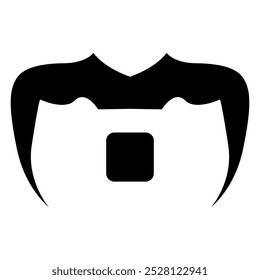 Ícone de bigode ilustração de bigode preto e branco, Um simples contorno preto e branco de um bigode ondulado. isolado no fundo branco