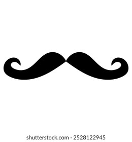 Ícone de bigode ilustração de bigode preto e branco, Um simples contorno preto e branco de um bigode ondulado. isolado no fundo branco