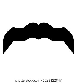 Ícone de bigode ilustração de bigode preto e branco, Um simples contorno preto e branco de um bigode ondulado. isolado no fundo branco