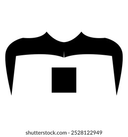 Ícone de bigode ilustração de bigode preto e branco, Um simples contorno preto e branco de um bigode ondulado. isolado no fundo branco