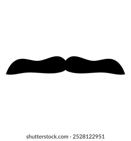 Ícone de bigode ilustração de bigode preto e branco, Um simples contorno preto e branco de um bigode ondulado. isolado no fundo branco