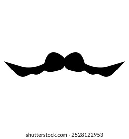 Ícone de bigode ilustração de bigode preto e branco, Um simples contorno preto e branco de um bigode ondulado. isolado no fundo branco