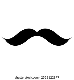 Ícone de bigode ilustração de bigode preto e branco, Um simples contorno preto e branco de um bigode ondulado. isolado no fundo branco