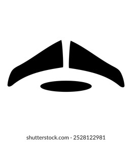 Ícone de bigode ilustração de bigode preto e branco, Um simples contorno preto e branco de um bigode ondulado. isolado no fundo branco