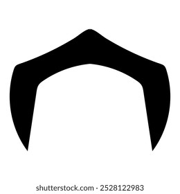 Ícone de bigode ilustração de bigode preto e branco, Um simples contorno preto e branco de um bigode ondulado. isolado no fundo branco