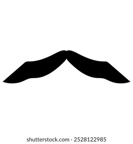 Ícone de bigode ilustração de bigode preto e branco, Um simples contorno preto e branco de um bigode ondulado. isolado no fundo branco