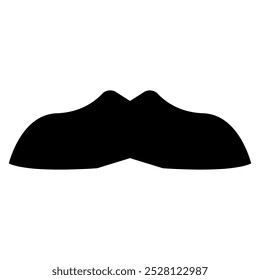 Ícone de bigode ilustração de bigode preto e branco, Um simples contorno preto e branco de um bigode ondulado. isolado no fundo branco