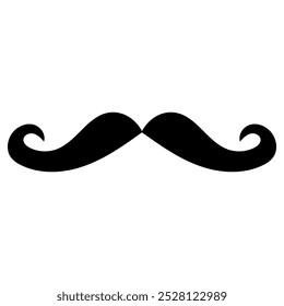 Ícone de bigode ilustração de bigode preto e branco, Um simples contorno preto e branco de um bigode ondulado. isolado no fundo branco