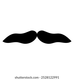 Ícone de bigode ilustração de bigode preto e branco, Um simples contorno preto e branco de um bigode ondulado. isolado no fundo branco