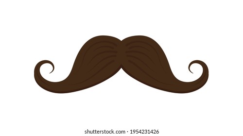 Mustache icon. Cartoon moustache. Black hipster mustache. Fashion graphic symbol. Moustache for men. Retro shape for cute mouth. Comedy logo for kids. Icon for barber. Vector.