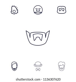 Mustache icon. collection of 7 mustache outline icons such as man hairstyle, extinct sea creature. editable mustache icons for web and mobile.