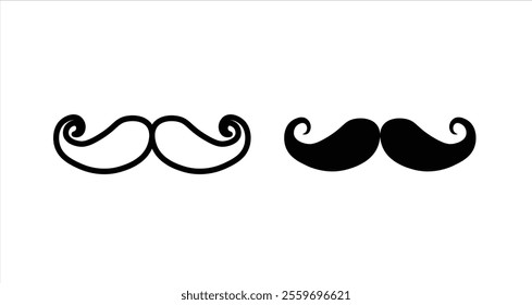 Mustache Icon collection in filled and stroke style.